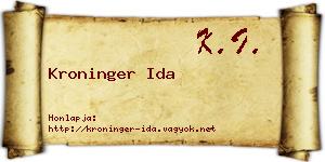 Kroninger Ida névjegykártya